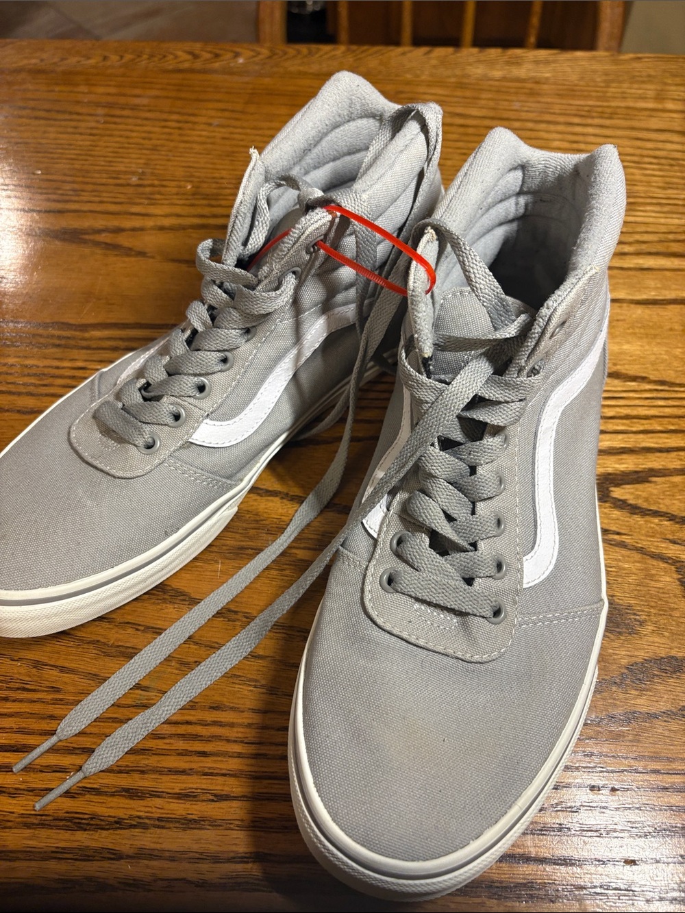 Vans Gray High-Top Canvas Sneakers with White Side Stripe